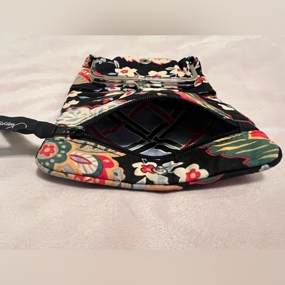VERA BRADLEY Versailles One For The Money Wallet Black Blue Orange Floral - Picture 9 of 11